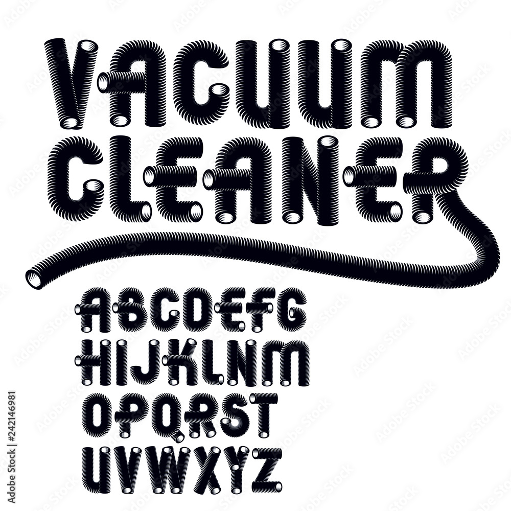 Poster set of trendy modern vector upper case alphabet letters isolated. funky rounded font, typescript for