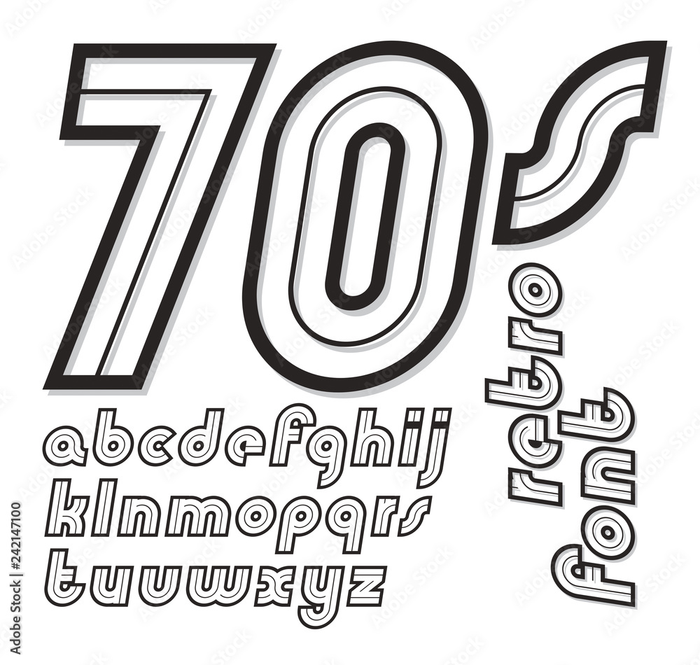 Fototapete set of vector cursive retro lower case english alphabet letter, for use as retro poster design eleme
