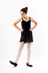 Young character ballerina in a black outfit