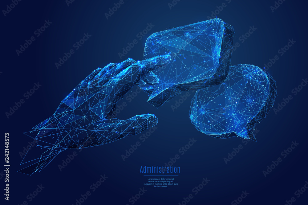 Aufkleber hand and two dialogue clouds