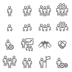 People Icons Line Work Group Team Vector