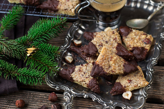 Christmas cookies with hazelnuts and chocolate bredele or bredala