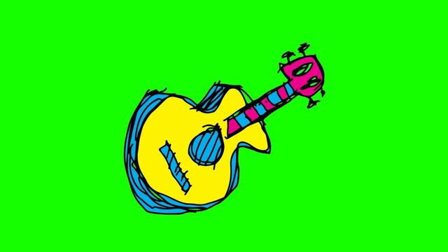 hand drawing green screen with theme of guitar