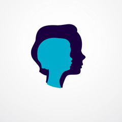 Girl growing to adult age years concept illustration, from child to teen and woman, period and cycle of life, getting old, maturation and aging. Vector simple classic icon or logo design.