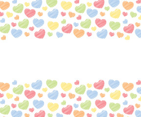 St. Valentine's day background in pastel colors. Vector illustration with hatching hearts. Good for greeting cards, banners, stickers and posters.