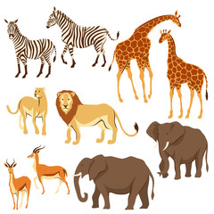 Obraz na płótnie Canvas Set of African savanna animals.