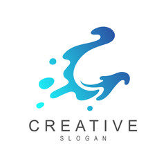 letter c water splash vector logo design