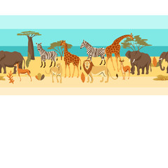 Naklejka premium Seamless pattern with African savanna animals.