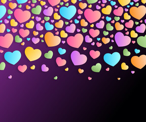 Fototapeta na wymiar St. Valentine's day party background. Vector illustration with colorful hearts. Good for greeting cards, banners, stickers and posters.