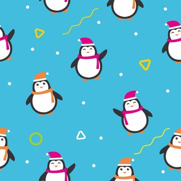 Cute penguin seamless pattern 