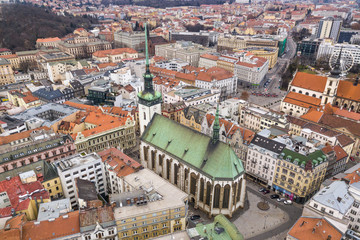 Fototapeta na wymiar Aerial view of St. Jacob's Church in Brno