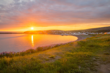 Sunset view of Husavik