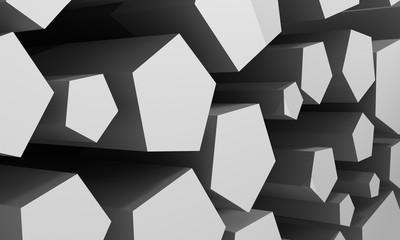 Abstract background consisting of cubic cavities of gray color. 3D illustration.