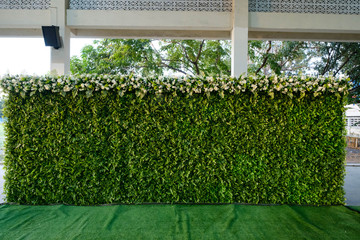 wedding backdrop with flower and decoration