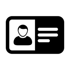 Information icon vector male user person profile avatar symbol with identity card in flat color glyph pictogram illustration