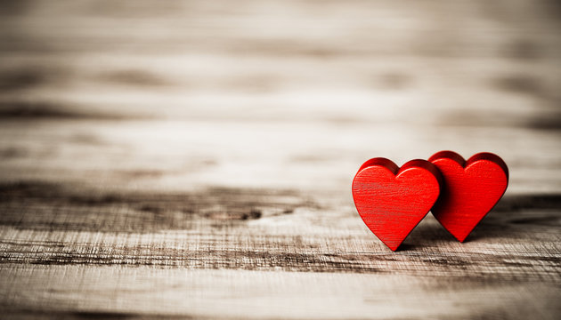 Valentine's heart on wooden board