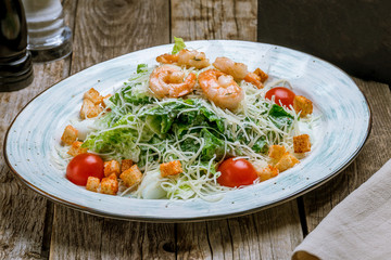 salad caesar with shrimps