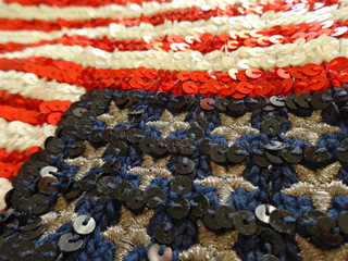 Clothing with a pattern of the USA flag embroidered with sequins