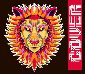 Vector color illustration of lion head - Vector 