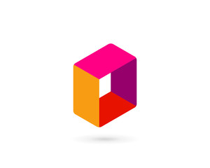 Abstract business logo icon design with cube letter O