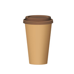 Empty coffee cup craft paper template isolated on white background.