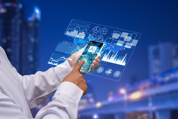 Future technology interface.Working with future technology called Ai (artificial intelligence) and...