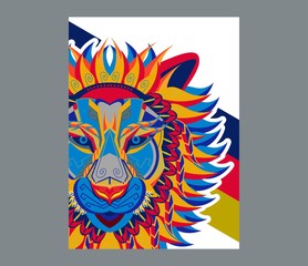Colorful Lion Vector Illustration - Vector
