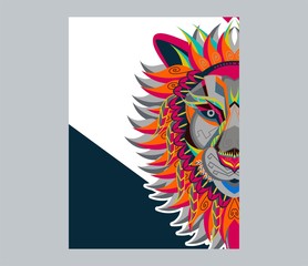 Colorful Lion Vector Illustration - Vector