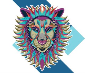 Colorful Lion Vector Illustration - Vector