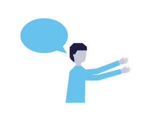 man speech bubble talk white background