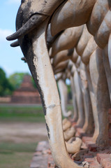 Elephants statue of Wat Chang Lom in Sukhothai Historical Park