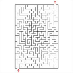 Abstract rectangular maze. Game for kids. Puzzle for children. One entrances, one exit. Labyrinth conundrum. Simple flat vector illustration isolated on white background.