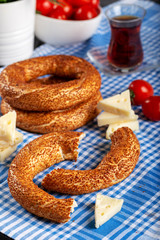 Turkish bagel (simit, gevrek) and tea 