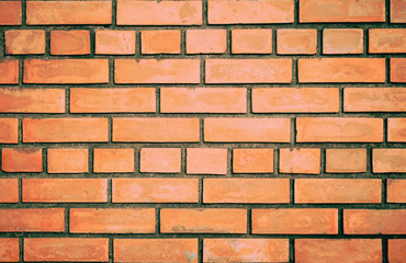 old red grunge brick wall pattern vintage background.