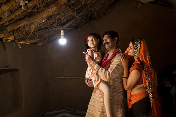 Rural Indian family delighted on electricity reaching their home