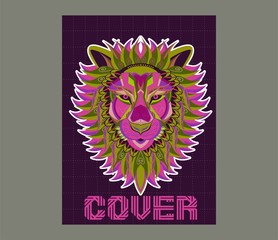 Lion head in the ornament - Vector 
