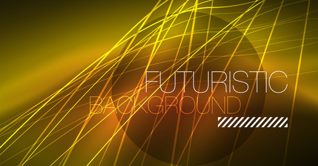 Naklejka premium Neon glowing magic background, neon banner, night sky wallpaper. Magic light effect. Christmas abstract pattern.