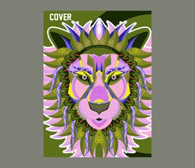 Lion head in the ornament - Vector 