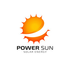 Sun solar energy logo design template. solar tech logo design