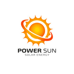 Sun solar energy logo design template. solar tech logo design