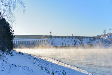 winter landscape with frozen river