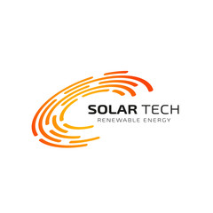 Sun solar energy logo design template. solar tech logo design