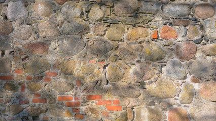 Retro vintage stone brick wall texture background in Trakai castle Lithuania