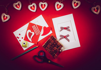 Making Valentine's day postcard concept. Made with love for friends and lover. Instagram filter style.