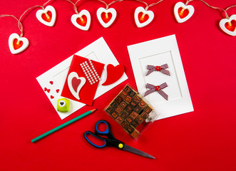 Making Valentine's day postcard concept. Made with love for friends and lover. Instagram filter style.