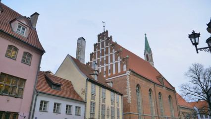 Fototapeta na wymiar Famous landscape view of architecture in Latvia Riga old town