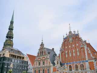 Famous landscape view of architecture in Latvia Riga old town