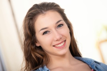 Naklejka premium young and pretty woman with long hair