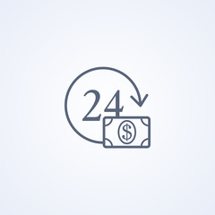 Twenty-four-hour payment icon, online payment, vector best gray line icon