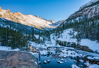 Hiking Trail to a Frozen Lake Beneath "The Spearhead" in Glacier Gorge, Rocky Mountain National Park